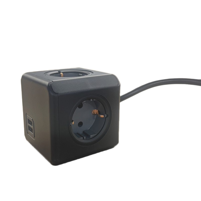 PowerCube Extended Duo USB, GREY , 1.5mtr cable