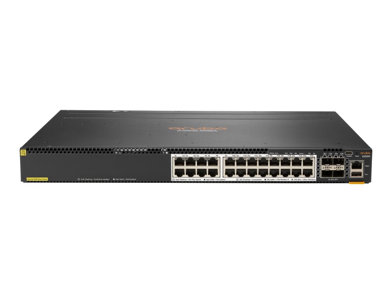 Aruba CX 6300M 24-port HPE Smart Rate 1/2.5/5GbE Class 6 PoE and 4-port SFP56 Switch