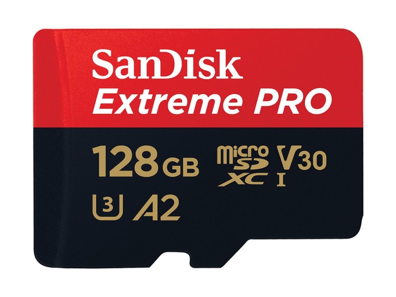 SanDisk Extreme Pro microSD 128GB + SD-adapt.