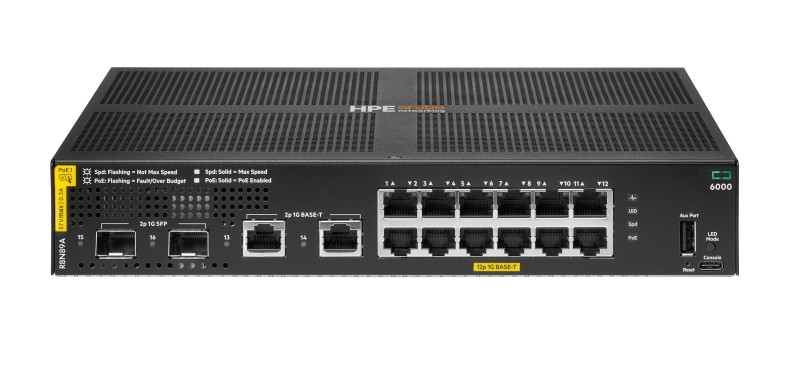 HPE Aruba 6000 12G Class4 PoE 2G/2SFP 139W Switch